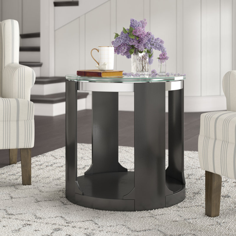 Latitude Run® Charly Cracked Glass Round End Table & Reviews Wayfair